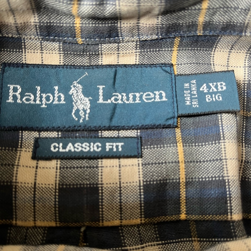Ralph Lauren Classic Fit long sleeve blue/cream shirt 4XB